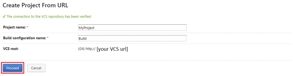 Create TeamCity project from URL