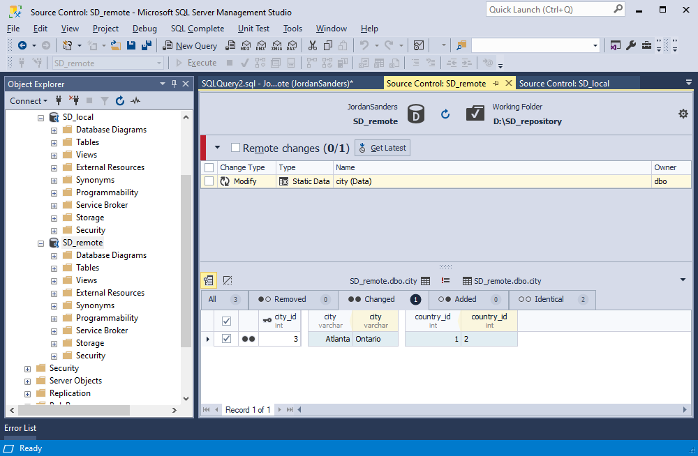 Resolve the conflict by retrieving changes from the remote repository