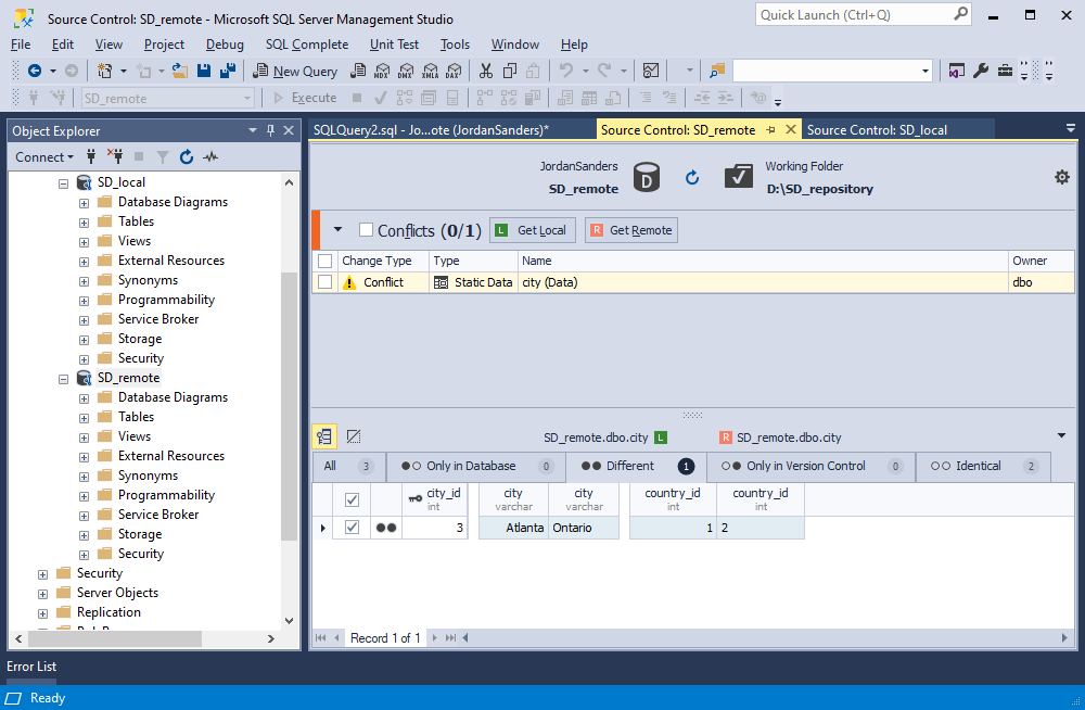 Display conflicts in Source Control Manager