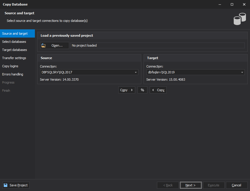 Move a database using the Copy Database wizard available in dbForge Studio for SQL Server