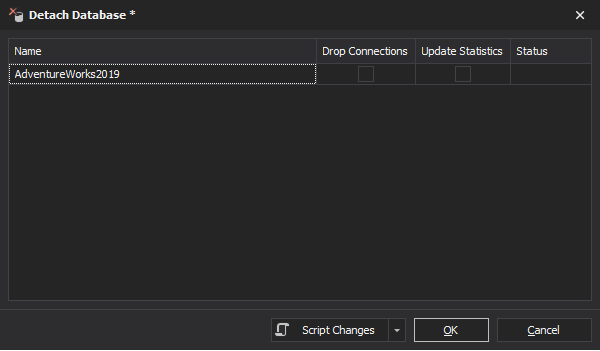 Detaching a database in dbForge Studio for SQL Server