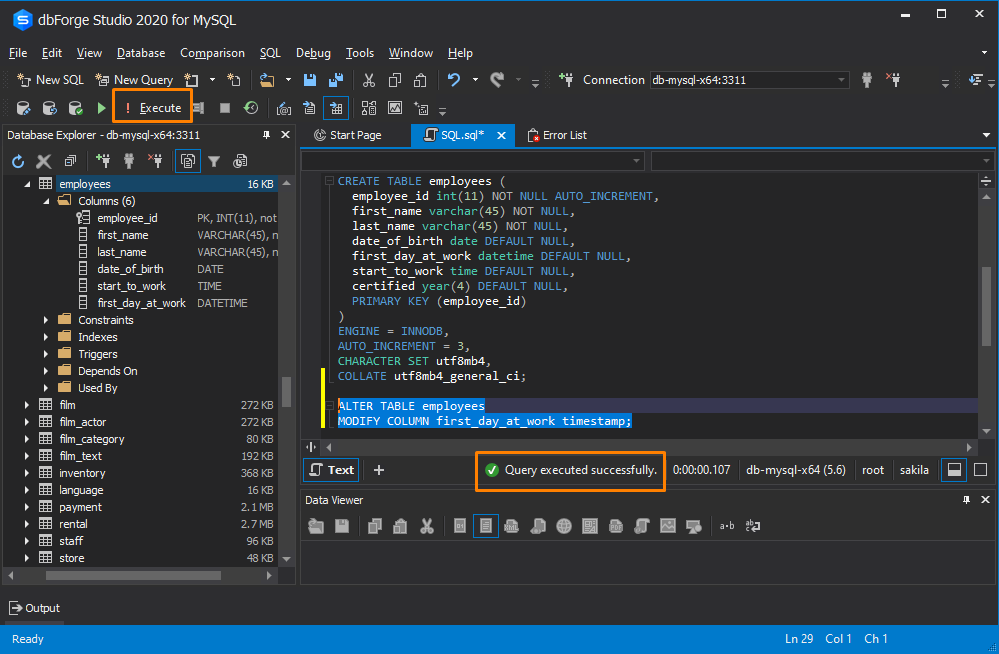 Use the ALTER TABLE statement to change the data type