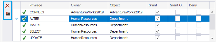 Revoke privileges on database objects in dbForge Studio for SQL Server