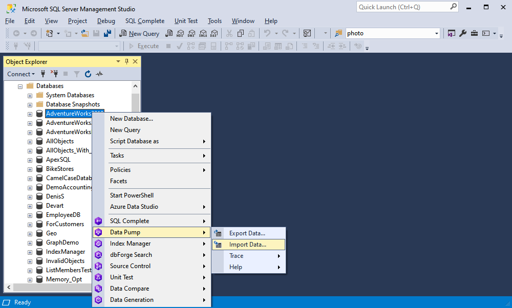 Data Pump for SQL Server - Import Data