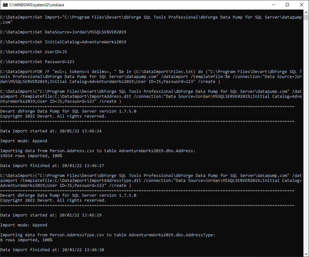 Automate bulk CSV insert from the command line