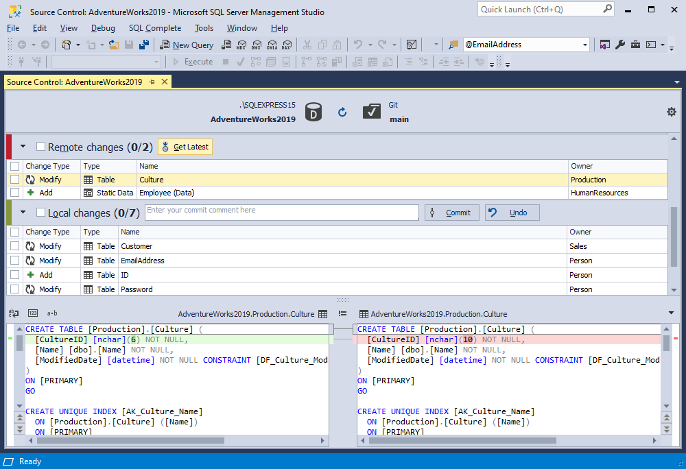 Dedicated database development model