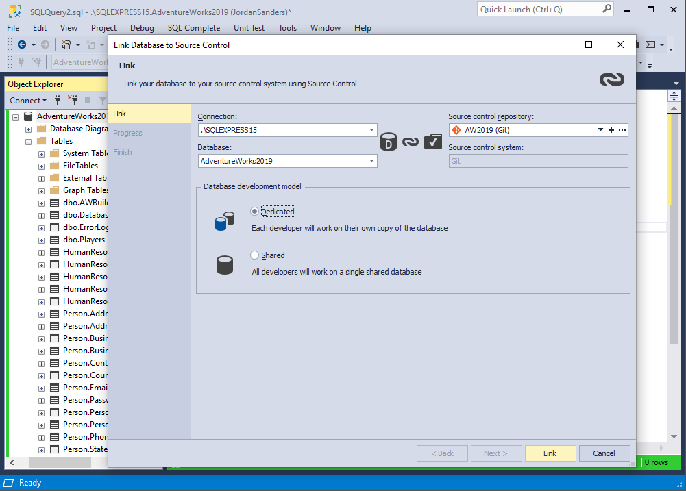 Link to Git source control repository