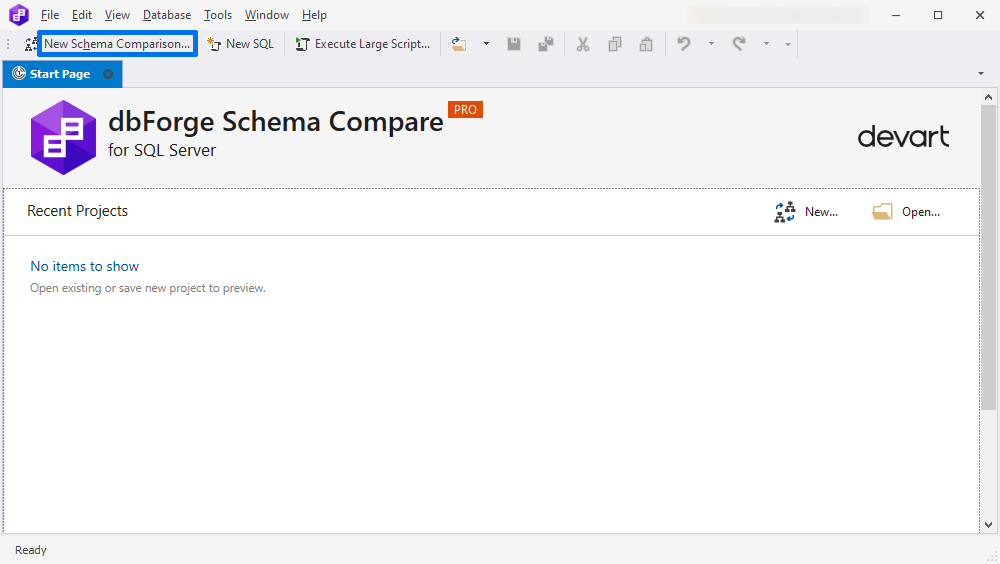 Click New Schema Comparison