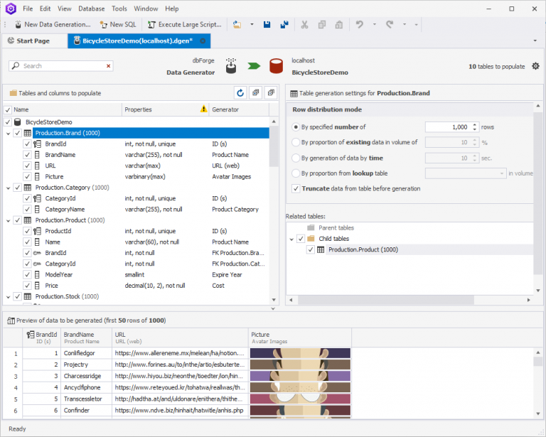 Generate Test Data for SQL Server - using dbForge Data Generator