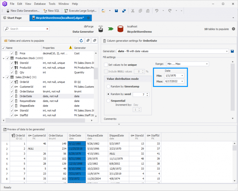 Generate Test Data for SQL Server - using dbForge Data Generator