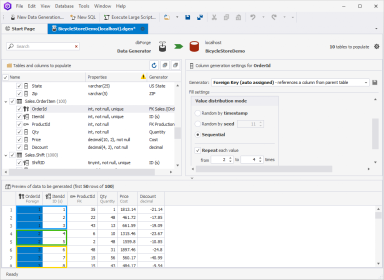 Generate Test Data for SQL Server - using dbForge Data Generator