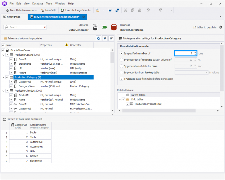 Generate Test Data for SQL Server - using dbForge Data Generator