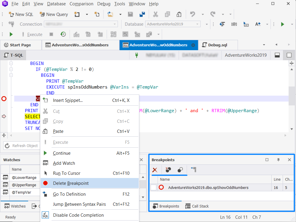Ways to delete breakpoints