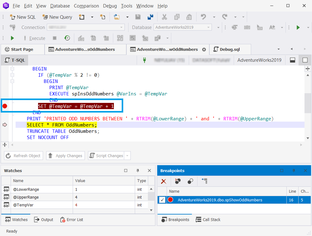 Insert breakpoints in the code