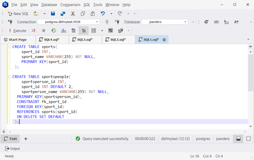 Create a postgres table with foreign key column