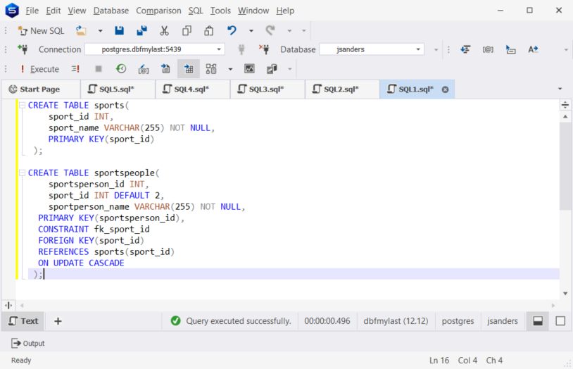 Create a postgres table and define a foreign key