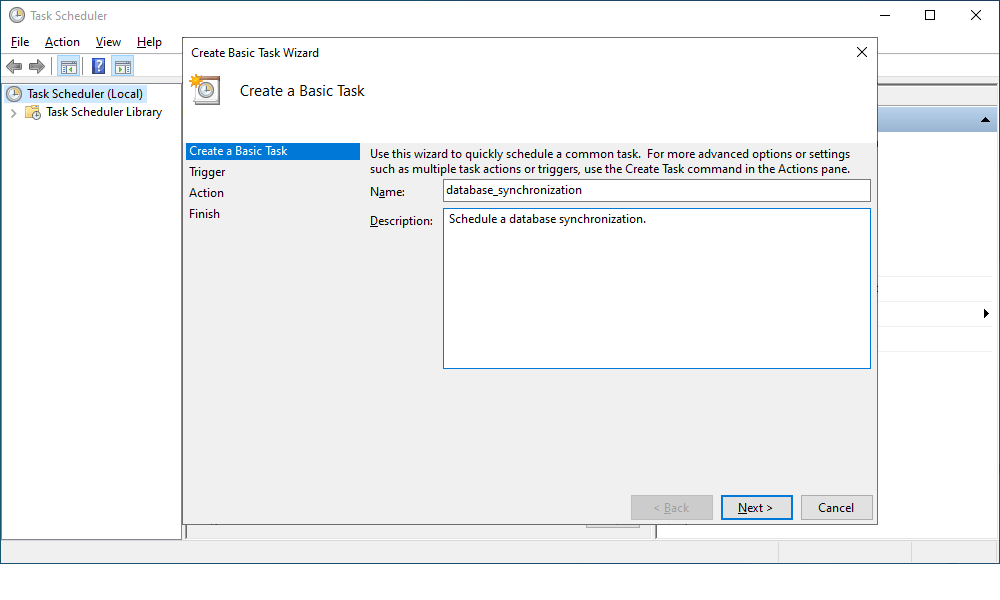 Create Basic Task Wizard