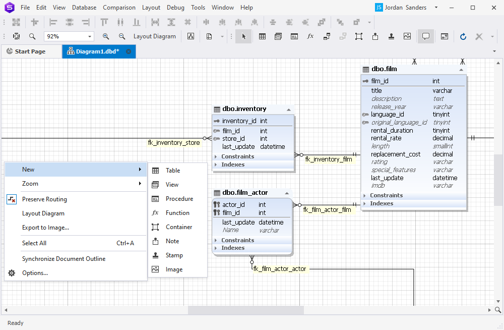 add an ER diagram object in dbForge Studio for SQL Server