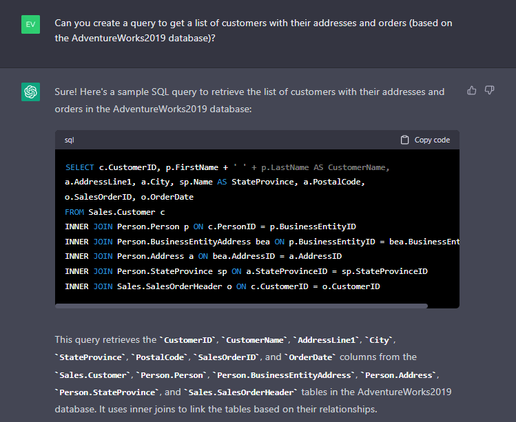 INNER JOIN - question to ChatGPT