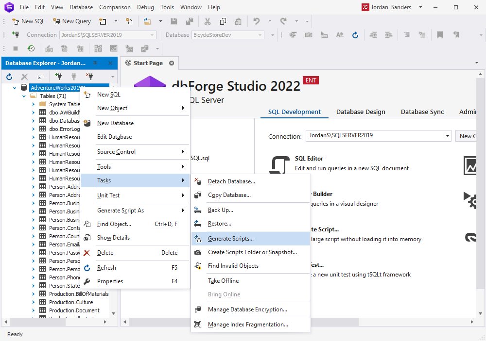 Create a backup project file in dbForge Studio for SQL Server