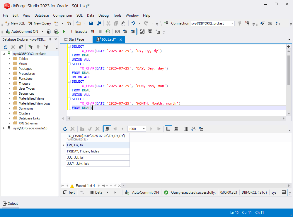 Manage case in Oracle dates