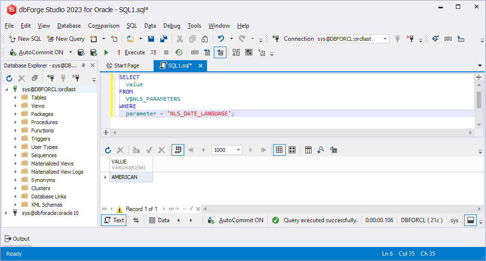 V$NLS_PARAMETERS in Oracle