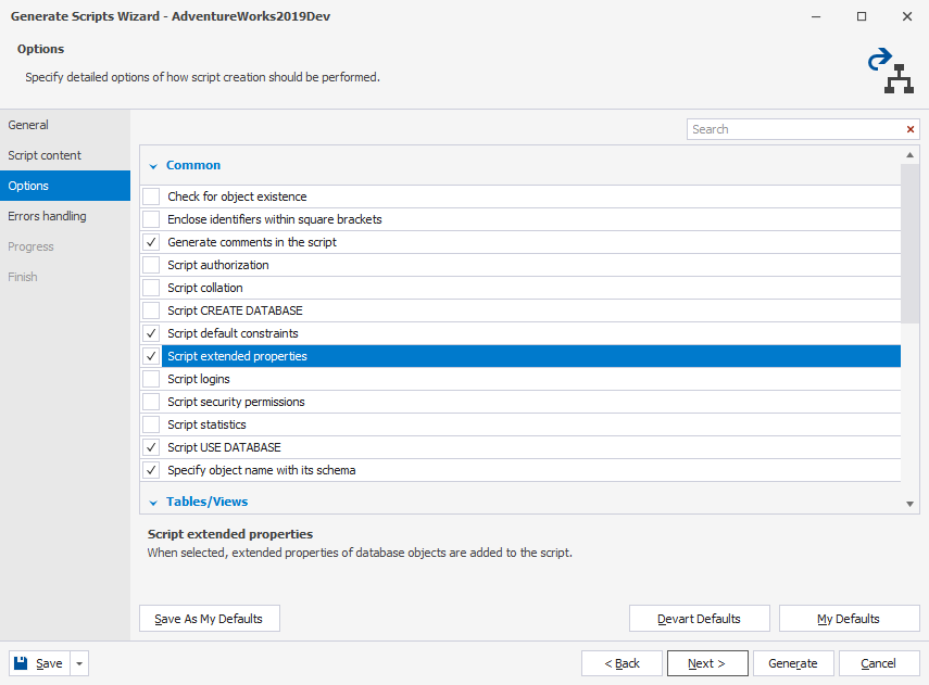 Customize backup options in dbForge Studio for SQL Server