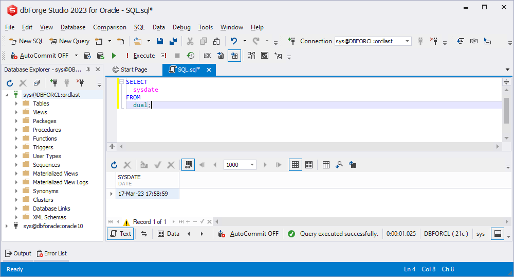 Date format in Oracle SQL