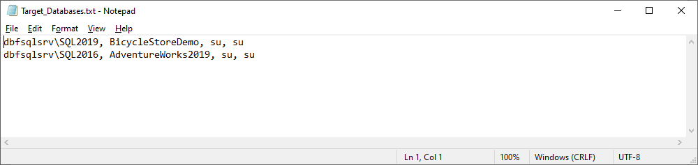 Target databases to execute a script on