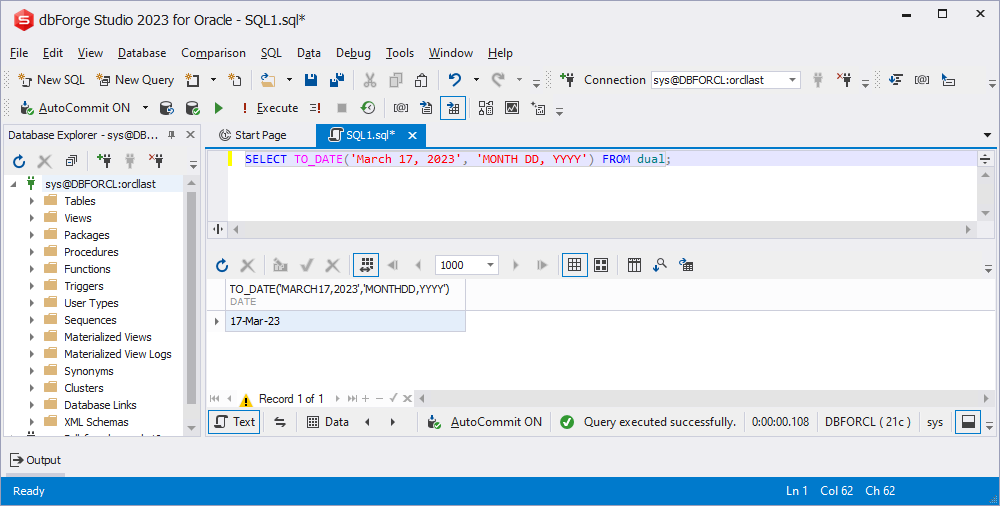 TO_DATE function in Oracle