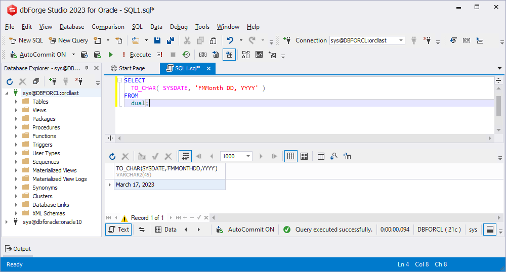 TO_CHAR function in Oracle
