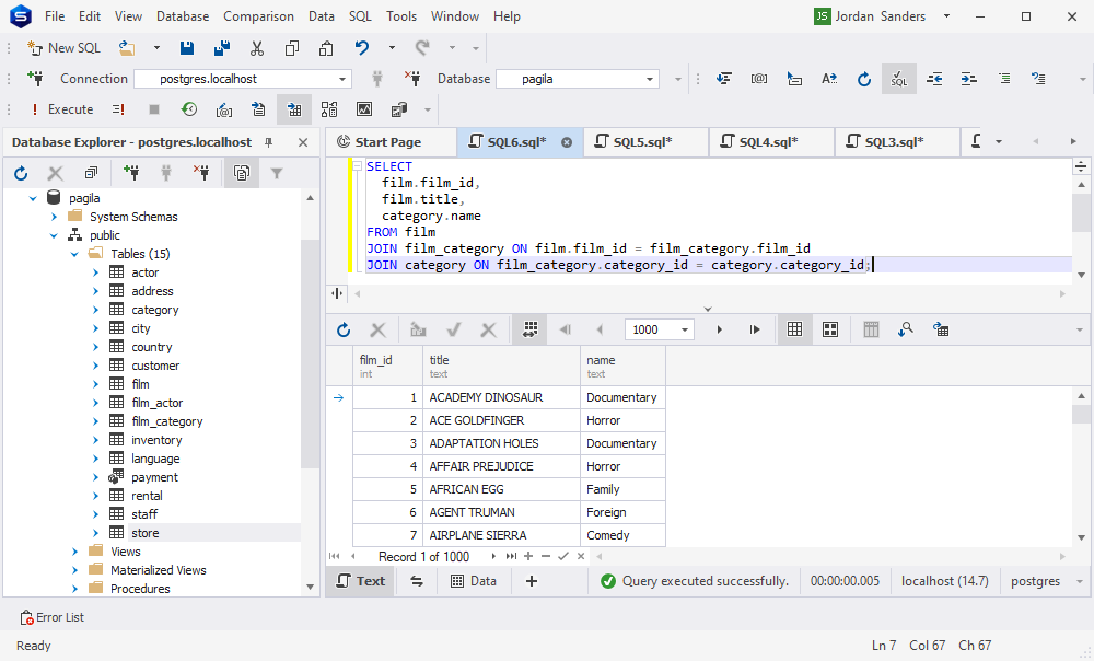 Validate JOIN created by Google Bard in dbForge Studio for PostgreSQL