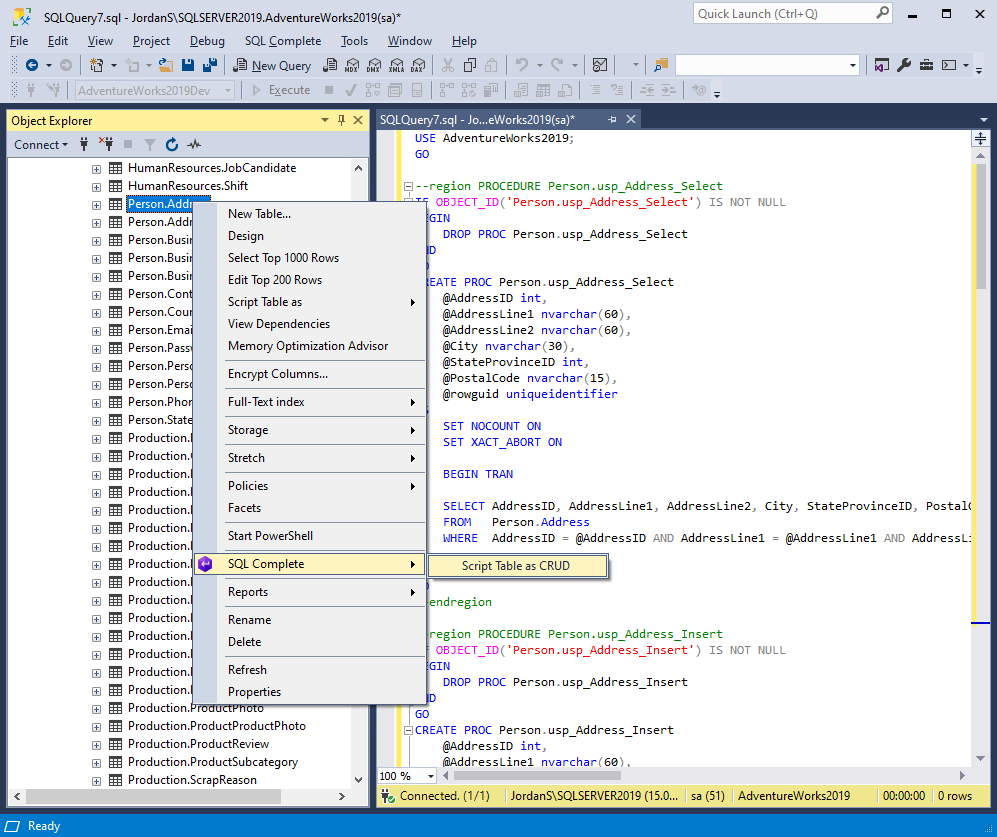 How to create SQL queries for CRUD operations with SQL Complete