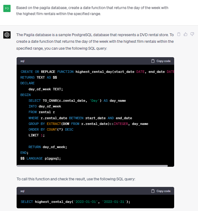 ChatGPT-4 - Create a date function