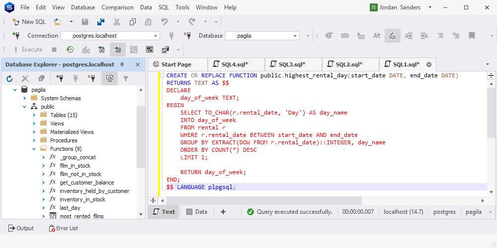 Validate date function created by ChatGPT-4 in dbForge Studio for PostgreSQL