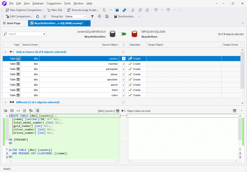 SQL Server database downgrade: Run schema sync