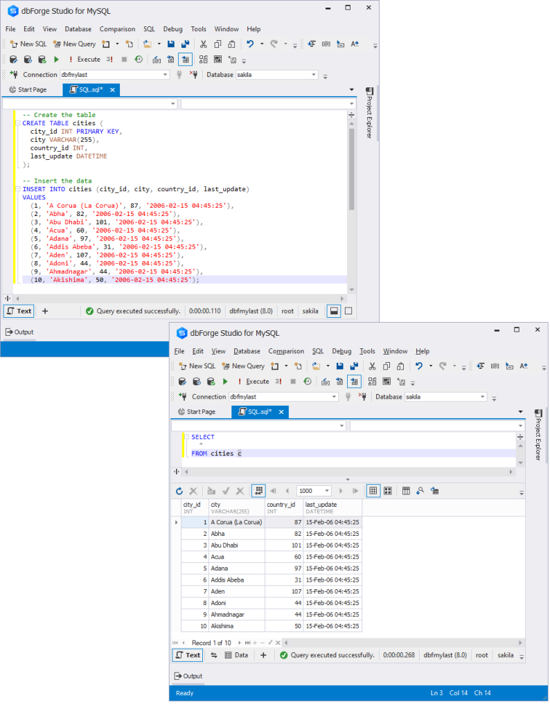 Import HTML to MySQL: successful result