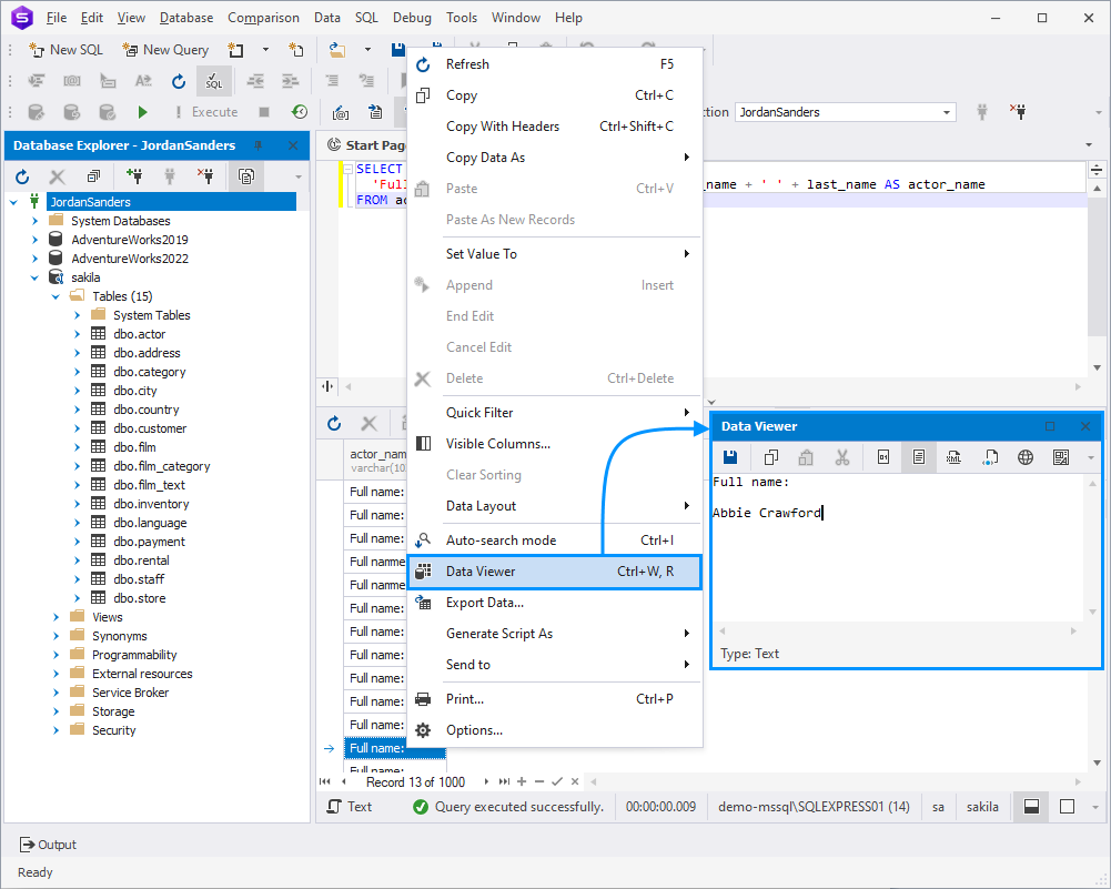 Using line feed and carriage return in concatenation - Data Viewer