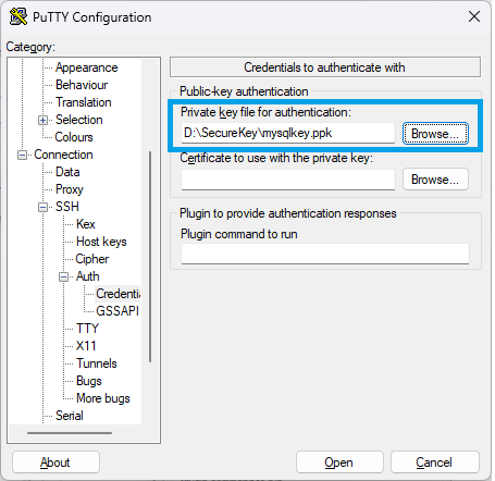 Specify a key