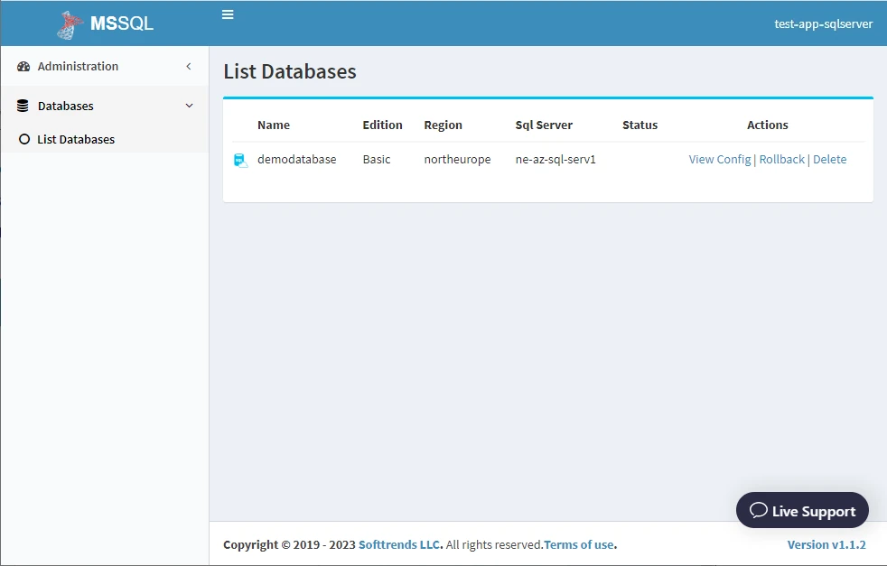 List of Azure SQL Databases