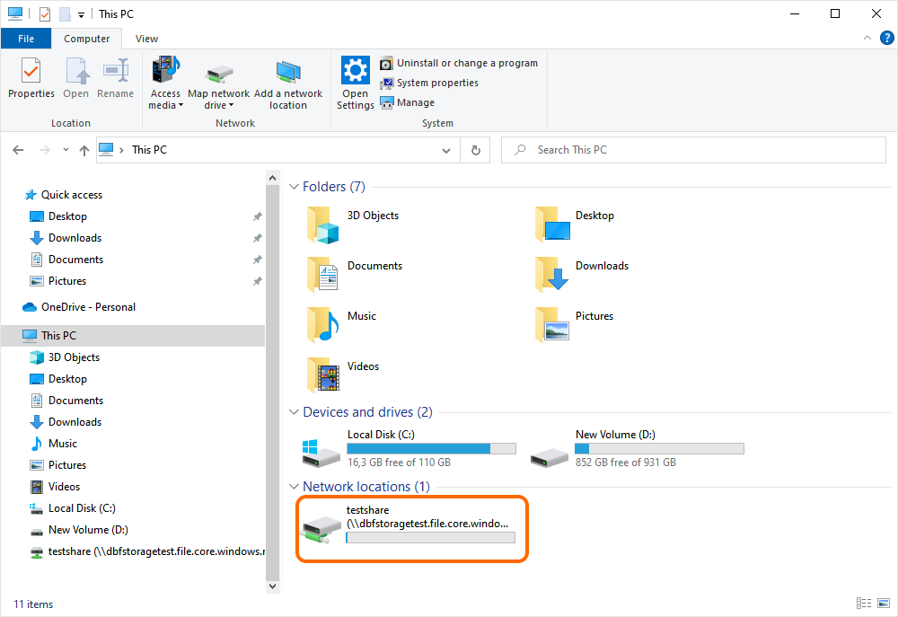 Azure Files drive