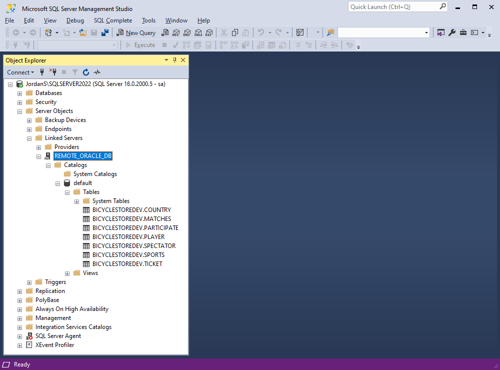 Linked Server in SSMS
