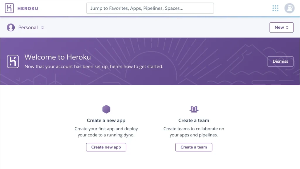 Create a new app on Heroku