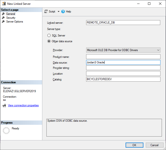 Linked server configuration