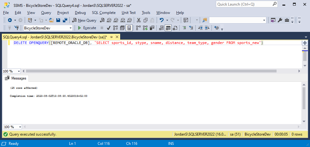 DELETE OPENQUERY