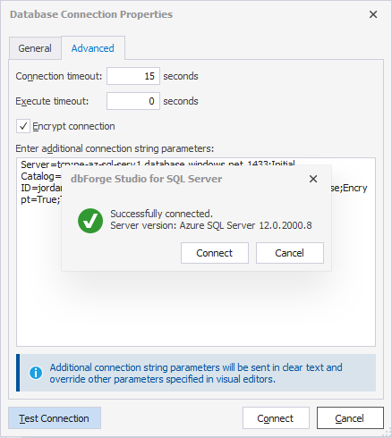 dbForge Studio for SQL Server - Specify connection parameters to connect to the Azure SQL database on Heroku