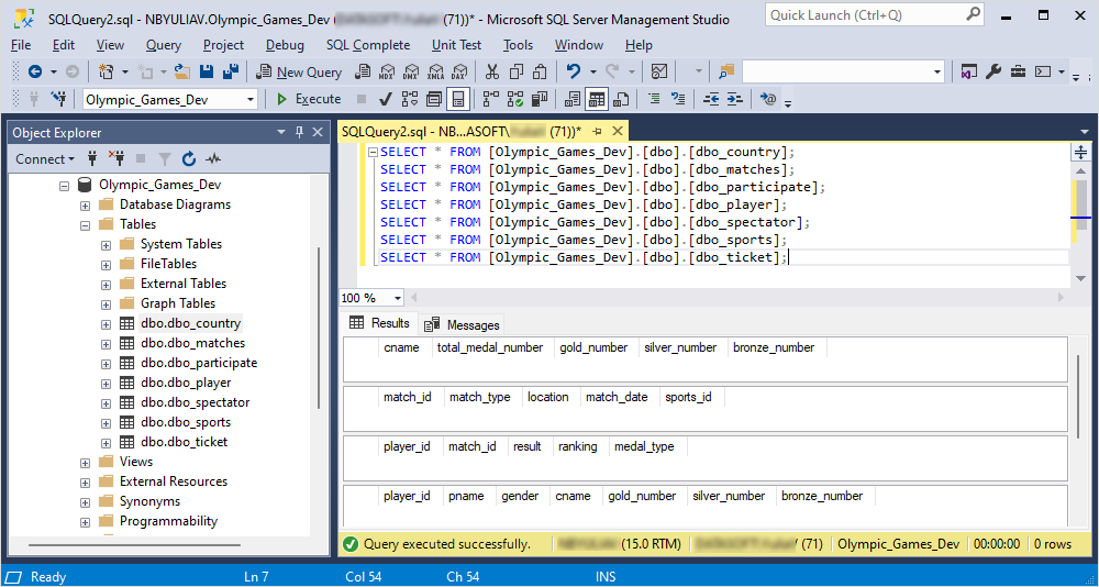 View the result in SQL tables