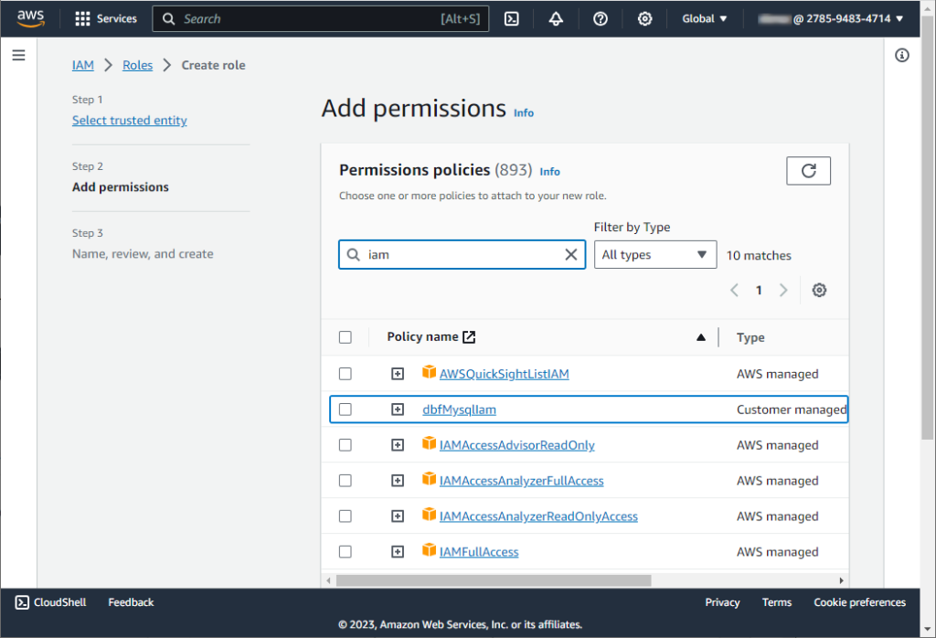 Add permissions for IAM role