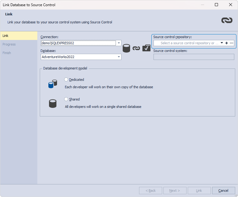 Specify the details for the repository