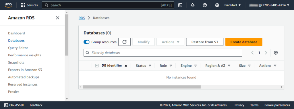 How to create an IAM database